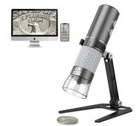 Cainda 4K 3840x2160p WiFi Digital Microscope for iPhone/Android Phone and Windows Mac PC, Wireless Handheld Microscope Camera, Portable Microscope with Metal Stand for Adults and Kids