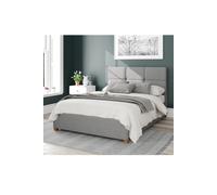Caine Upholstered Ottoman Storage Bed, Eire Linen Fabric Aspire Grey Super King
