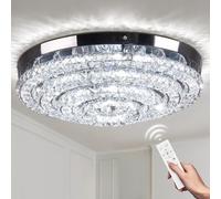 Cainjiazh 18" Crystal Chandelier Ceiling Light Fixture Modern Round Light Fixture Chandeliers for Dining Room Bedrooms Dining Room Living Room Kitchen with Remote Control (Dimmable)