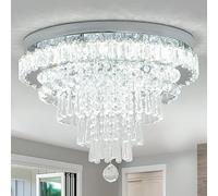Cainjiazh 18" Crystal Flush Mount Ceiling Light Fixtures LED Chandelier Light Fixture Crystal Chandeliers Ceiling Lamp for Kitchen Hallway Foyer 6500K Cool White
