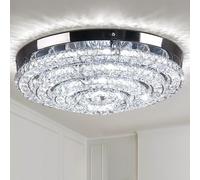 Cainjiazh 18 Inch Crystal Ceiling Light 4 Tier Flush Mount Cool White
