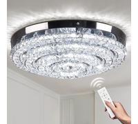 Cainjiazh 18 Inch Crystal Ceiling Light 4 Tier Flush Mount Dimmable