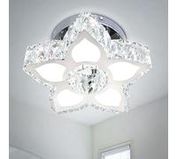 Cainjiazh Crystal Chandeliers Modern Small Chandelier Flower Crystal Ceiling Light for Living Room Bedroom Hallway Kitchen Small Room(Cool White)
