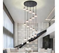 Cainjiazh Long Raindrop Crystal Chandelier for High Ceilings Modern Crystal Long Pendant Light, Staircase Foyer Entryway Pendant Light,Raindrop Drop Lamp, Large 23.6" Black Ceiling Plate18 Lights