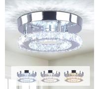 Cainjiazh Mini Crystal Chandelier Modern Led Chandelier Semi Flush Mount Crystal Lighting Ceiling Lamp for Bedrooms Dinning Rooms Hallway (Changeable 3 Colors)