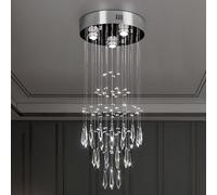 Cainjiazh Modern Raindrop Crystal Chandeliers Raindrop Chandelier 3-Lights Pendant Lamp for Dining Room k9 Crystal Flush Mount Ceiling Light Fixture for Living Room Bedroom Hallway Staircase