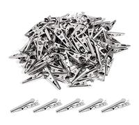 CAIONPLE 100PCS 1.06IN / 27mm Mini Metal Alligator Clips, Crocodile Clamps Silver Tone Nickel Plated Test Line Spring Clamps.