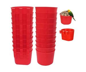 CAIONPLE 20Pcs Plastic Birds Feeders Seed Bowl for Cage,Hanging Chicken Water Feeder Cup