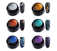 CAIONPLE Nail Spider Gel Set, Pulling Line Nails Art Silk 6 Pcs Line Painting Soak Wire Drawing Elasticity Off Design Lacquer Long Lasting DIY UV Nail Gel