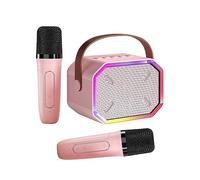 Caiord Karaoke Machine for Kids and Adults,Mini Portable Bluetooth Speaker with 2 Wireless Microphones,Led Lights for TV, Home Party,Kids Gift for Girls Boys Family Party Birthday(Pinkcolor)