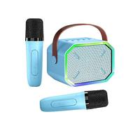 Caiord Karaoke Machine for Kids and Adults,Mini Portable Bluetooth Speaker with 2 Wireless Microphones,Led Lights for TV, Home Party,Kids Gifts for Girls Boys Family Party Birthday(Blue)