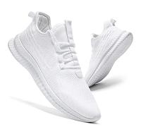 CAIQDM Mens Trainers Running Shoes Leisure Sneakers Mesh Walking Gym Tennis Shoes Lightweight Breathable Sports Outdoor Fitness Jogging White 11 UK