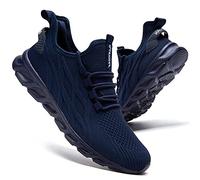 CAIQDM Mens Trainers Running Shoes Leisure Sneakers Mesh Walking Gym Tennis Shoes Lightweight Breathable Sports Outdoor Fitness Jogging Darkblue 10.5 UK