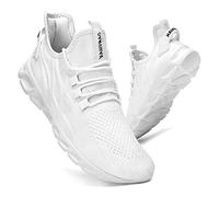 CAIQDM Mens Trainers Running Shoes Leisure Sneakers Mesh Walking Gym Tennis Shoes Lightweight Breathable Sports Outdoor Fitness Jogging White 7 UK