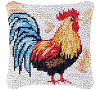 CAIRF Latch Hook Kit Cock Pattern A Latch Hook Cushion Kits Latch Hook Kits for Aadults DIY Needlework Crafts Cover Case, 43 X 43 cm