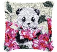CAIRF Latch Hook Kit Cute Panda Pattern B Latch Hook Cushion Kits Latch Hook Kits for Aadults DIY Needlework Crafts Cover Case, 43 X 43 cm
