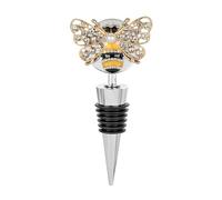 CAIRIAC Bee Wine Bottle Stopper with Decorative Crystal Polygonal Gem Pearls Reusable Wine Corks Tool Gold Bee Bottle Topper for Beverage Plug