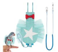 CAIRIAC Bird Diaper Harness Flight Suit Parrot Clothes with Bird Training Leash, Small Size for Honeycreepers, Parrotlets, Budgies, Lovebirds, Canaries, Finches, Monk, Chicks, Ducklings (Cyan)