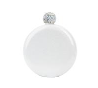 CAIRIAC Cute Flask for Women, 5Oz 304 Stainless Steel Flask for Whiskey Liquor, Coating Liquor Flasks with Rhinestone Lid and Funnels, for Women Girls Wedding Birthday Gift (White)