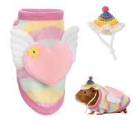 CAIRIAC Guinea Pig Clothes Cute Hamster Hats Birthday Costume Gift Small Animal Warm Vest Cozy Shirt for Ferret Bunny Kitten Hedgehog Ferrets Squirrels Lizard Reptile Heart Wings Clothes XXXS