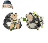 CAIRIAC Hedgehog Embroidered Patches, Iron on Patch, Sew On Applique Patches, Hedgehog Patches Stickers Flower Appliques, Cute Patches for Backpacks, Clothes, Jeans, Hats, Bags, Jackets