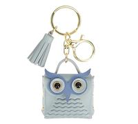 CAIRIAC Mini Coin Purse Keychain Cute Owl Backpack Change Wallet Bags Jewelry Pouch with Keyring for Women Storage Coins, Blue