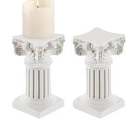 CAIRIAC Mini Roman Pillar Statues, 2 Pcs Small Greek Column Resin Statue, Table Accents Decor Candle Holders Home Decoration, Wedding Banquet Desktop Ornament Gifts for Housewarmings (White)