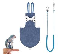 CAIRIAC Parrot Flight Suit - Bird Diaper Harness With Elastic Training Rope, Adjustable and Washable (1PCS Denim Blue)