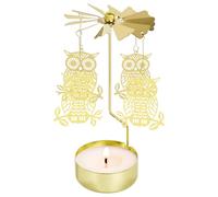 CAIRIAC Rotary Candle Holder Gold Spinning Candleholder Metal Tealight Candle Holder Decorative Tea Light Holders for Table Decor Romantic Gift for Dinner Wedding Date Nights Party (Owl)