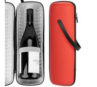CAIRIAC Single Wine Gift Tote Bag, Hard Shell Protector Bags Insulated Cooler Bag Champagne Bottle Gift Box, Portable Wine Carrier for Travel, Picnic, Beach, BYOB, Restaurant (Tangerine)