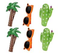 CAIRIAC Sunglasses Beach Towel Clips, Cactus Windproof Plastic Clothespins, Coconut Tree Towel Laundry Clips for Beach Chair Pool Picnic Camping (6 Pcs, Brown, Orange, Green)