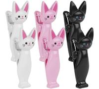 CAIRIAC Towel Clips for Beach Chairs, Cat Clothespins, Beach Chair Clips for Towels, Cat Clothes Pins Animal Clamp, Cruise Ship, Boat (Black, Pink, White) 6 Pack
