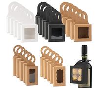 CAIRIAC Wine Bottle Hanging Gift Boxes, Wine Bottle Treat Box, Foldable Gift Boxes with Window, 25 Pack Kraft Paper Favor Boxes, Cola, Soda, Beer (White, Black, Brown)