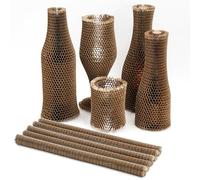 CAIRIAC Wine Bottle Protector Reusable Wine Shipping Sleeves Honeycomb Packing Paper for Glassware Gift Wrapping Bubble Packing Cushioning Supplies Wine Accessory Sets (Brown, 20Pcs)