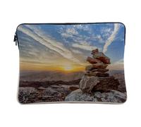 Cairn Rising Sun Rocky Mountains Nature Canyon Mountain Computer and Tablet Case Linen Look 14-15 Inches Protective Laptop Sleeve Printed in France