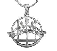 Cairn Small 925 Sterling silver Charles Rennie Mackintosh pendant necklace with 18" silver chain for women. Jewellery gift box included. Grace. 720 d