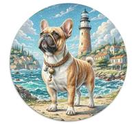 Cairn Terrier 1000 Pieces Animal Round Jigsaw Puzzles What Happens Next Educational Games for Adults And Kids 1000pcs (67.5x67.5cm)