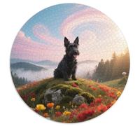 Cairn Terrier 1000pc Round Puzzle with Pet Dog, Offers A Relaxing Yet Challenging Experience, Brilliant for Mindfulness Practice 1000pcs (67.5x67.5cm)