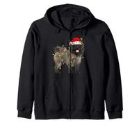 Cairn Terrier Christmas Santa Hat Lights Funny Pet Dog Xmas Zip Hoodie