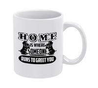 Cairn Terrier Coffee Mug - Home is Where Someone Runs to Greet You White Ceramic Tea Cup, 11 oz Novelty Dog Breed Drinkware for Pet Lovers