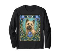 Cairn Terrier Dog Art Nouveau Iris Botanical Long Sleeve T-Shirt