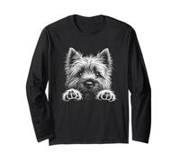 Cairn Terrier Dog Peeking Art Design Long Sleeve T-Shirt
