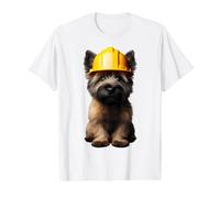 Cairn Terrier Dog Yellow Hard Hat Construction Worker Crew Value Graphic T-Shirt, Men, White, L