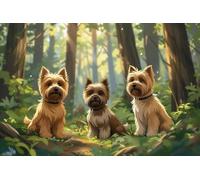 Cairn Terrier Dogs in Forest Jigsaw Puzzle Suitable for All Groups of People Creative Fun Jigsaw Traditional Puzzles Perfect for Family Nights Game_300pcs