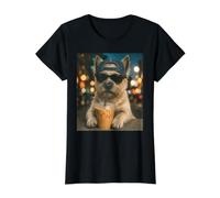 Cairn Terrier Drinking Iced Coffee Funny Dog Lover Value Graphic T-Shirt, Women, Black, XL