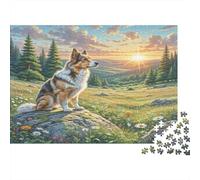 Cairn Terrier Heavyweight Paper Coyote on Rocky Hill with Sunrise Jigsaw Puzzle Beginner Friendly Relaxing Activity 70x50cm/1000pcs