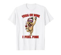 Cairn Terrier Yoga or Wine I Feel Fine - DIGOR Funny Value Graphic T-Shirt, Men, White, XL