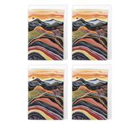 Cairngorm Mountains Folk Art Landscape Art Cards Multipack of 4 Scottish Scenic Greeting Cards For Any Occasion, Blank Inside For Your Message, A6 Size 10 x 15 cms