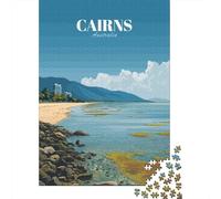 Cairns Australia Beach Landscape Jigsaw Puzzle 1000 Pieces, Romantic City Break Scene, Matte Printed Jigsaw for Travel Lovers, Screen-Free Fun, 52x38cm/1000pcs