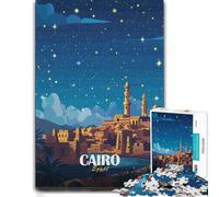 Cairo, Egypt at Night Illustrated Jigsaw Puzzle for Adults, 300 PCS